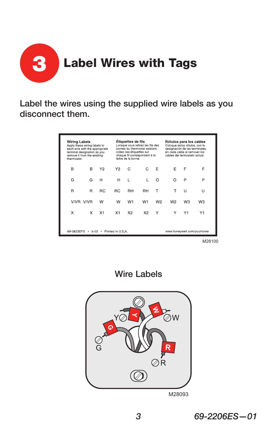 Label wires with tags | Honeywell RTH7600 User Manual | Page 5 / 60