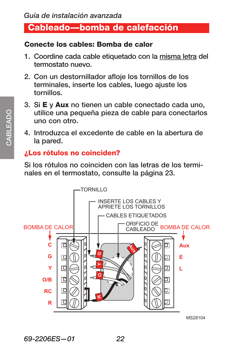 About your new thermostat, Cableado—bomba de calefacción | Honeywell RTH7600 User Manual | Page 54 / 60