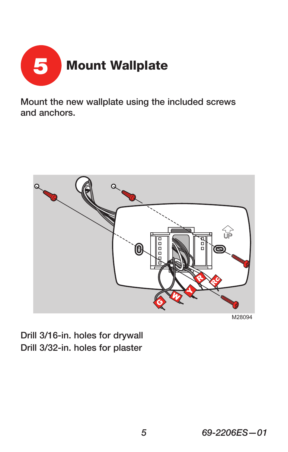 Mount wallplate | Honeywell RTH7600 User Manual | Page 7 / 60