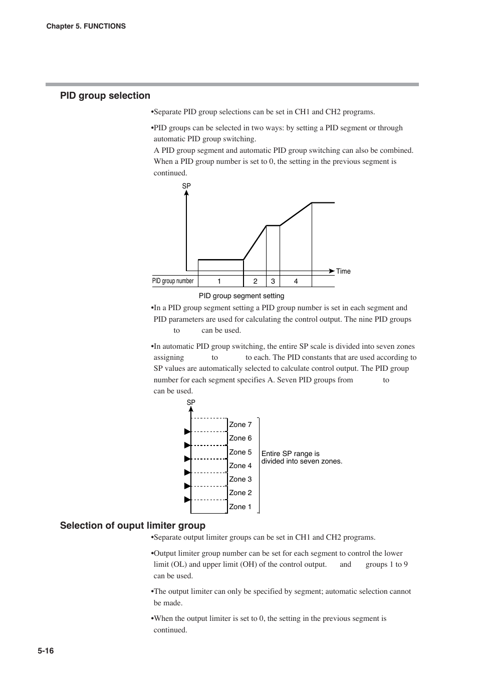 Pid group selection, Selection of ouput limiter group | Honeywell DCP552 Mark II User Manual | Page 62 / 247