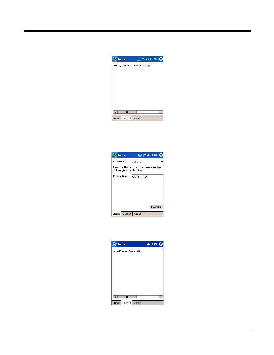 To delete a route, To clear gateway entries | Honeywell 9900 User Manual | Page 146 / 170