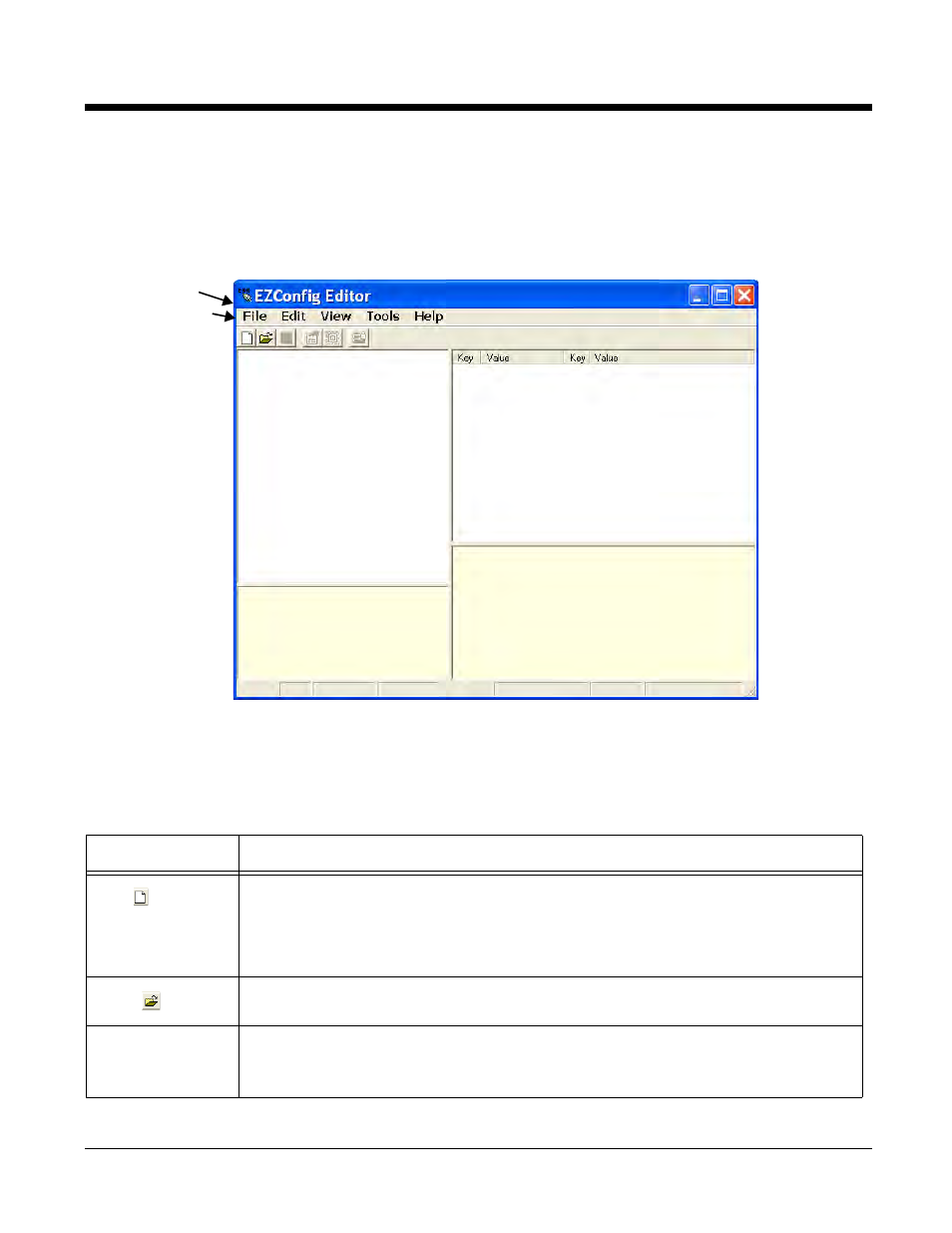 Opening ezconfig editor on the workstation, Menu and toolbar options, File menu | Opening ezconfig editor on the workstation -3, Menu and toolbar options -3, File menu -3 | Honeywell 9900 User Manual | Page 19 / 170