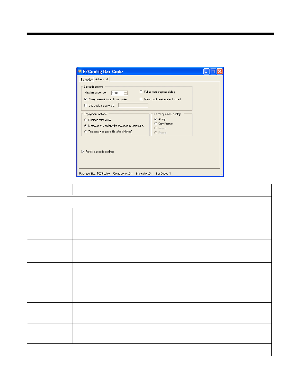 Advanced tab, Always use minimum # bar codes | Honeywell 9900 User Manual | Page 40 / 170
