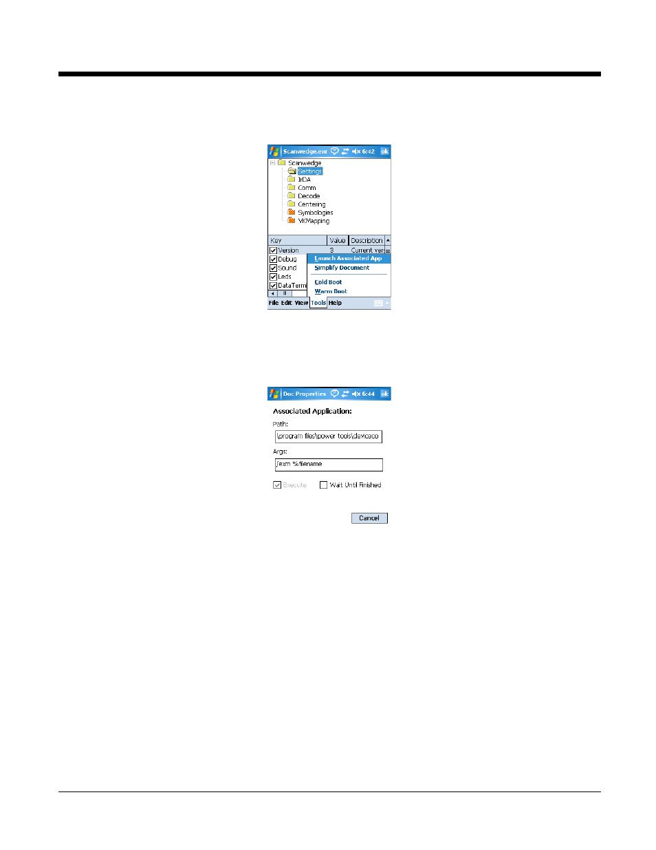 Launching associated applications, Launching associated applications -33 | Honeywell 9900 User Manual | Page 49 / 170