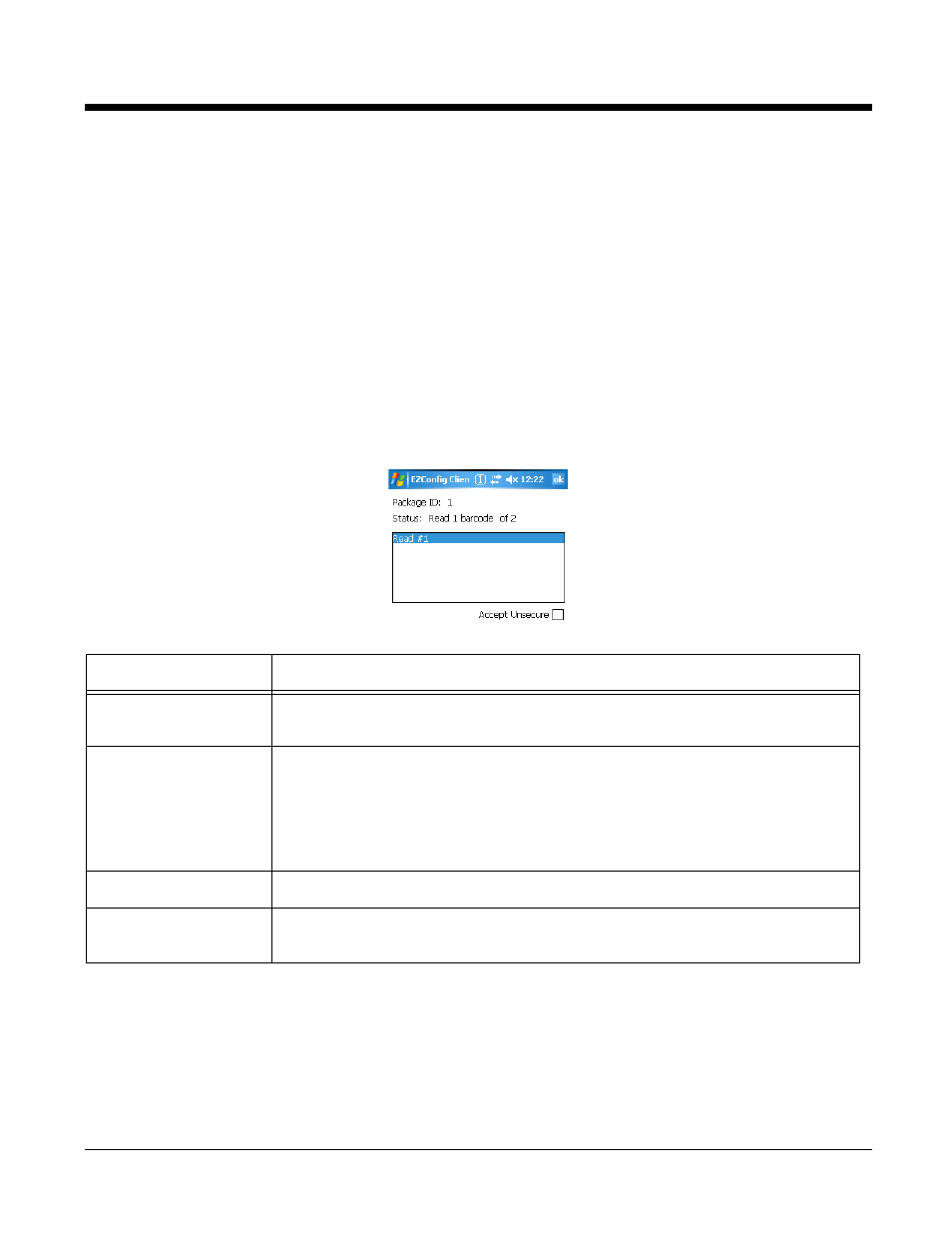 Registry documents, Multiple bar codes, Ezconfig client window | Ezconfig client window -36, Y; see | Honeywell 9900 User Manual | Page 52 / 170