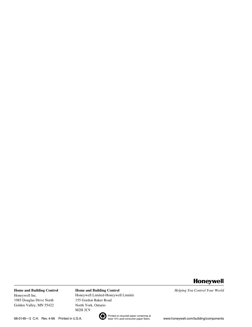 Honeywell T4098B User Manual | Page 8 / 8