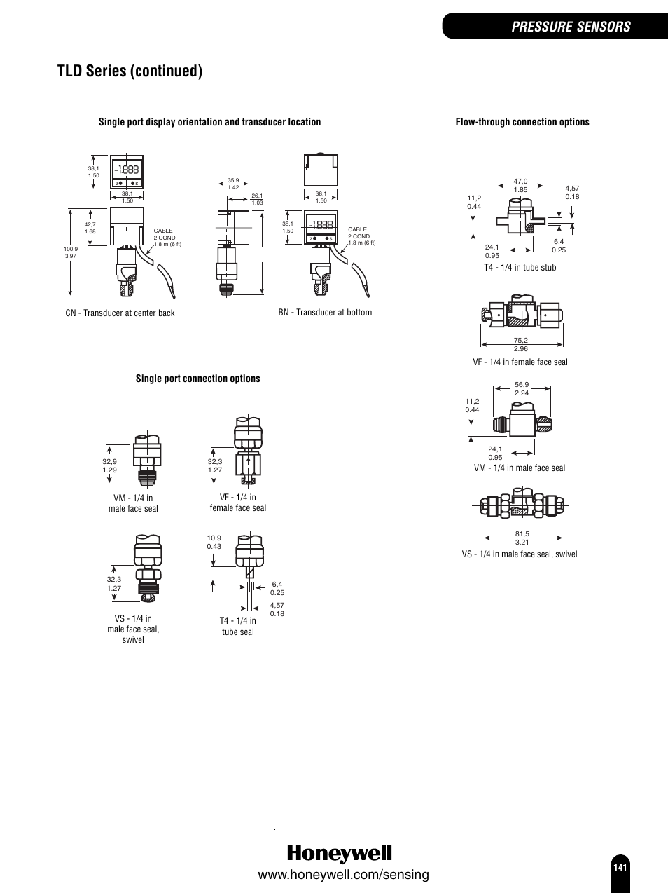 Tld series (continued) | Honeywell Switches and Sensors User Manual | Page 143 / 148