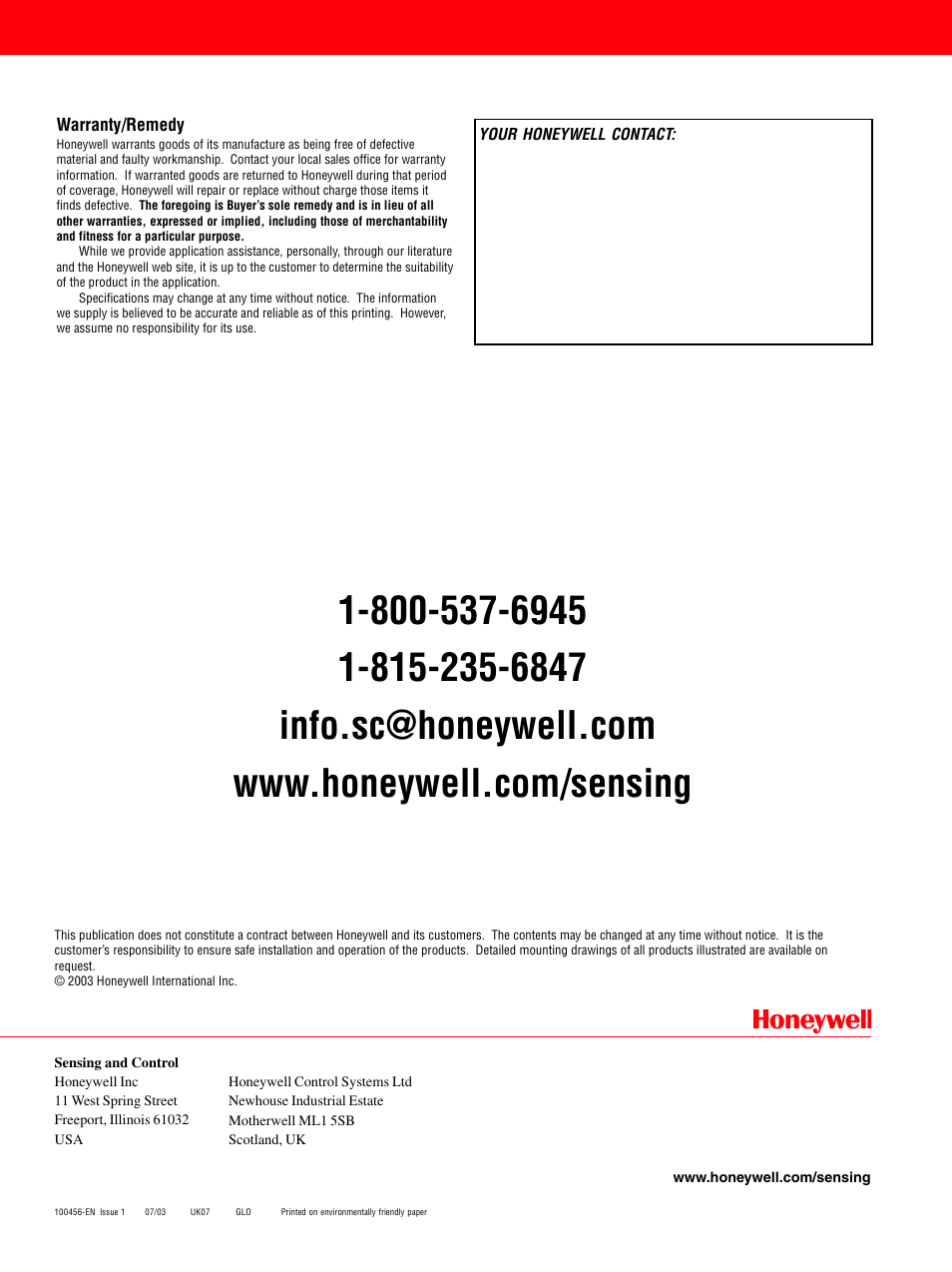 Honeywell Switches and Sensors User Manual | Page 148 / 148