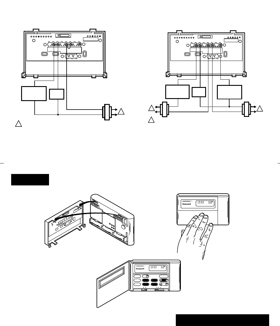 Step 9, Mount the thermostat, Installation | Wire heat only (jumper intact), Wire heat/cool (jumper removed) | Honeywell CT3455 User Manual | Page 14 / 20