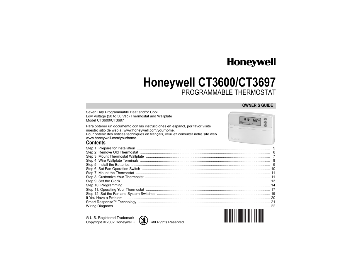 Honeywell CT3697 User Manual | 24 pages