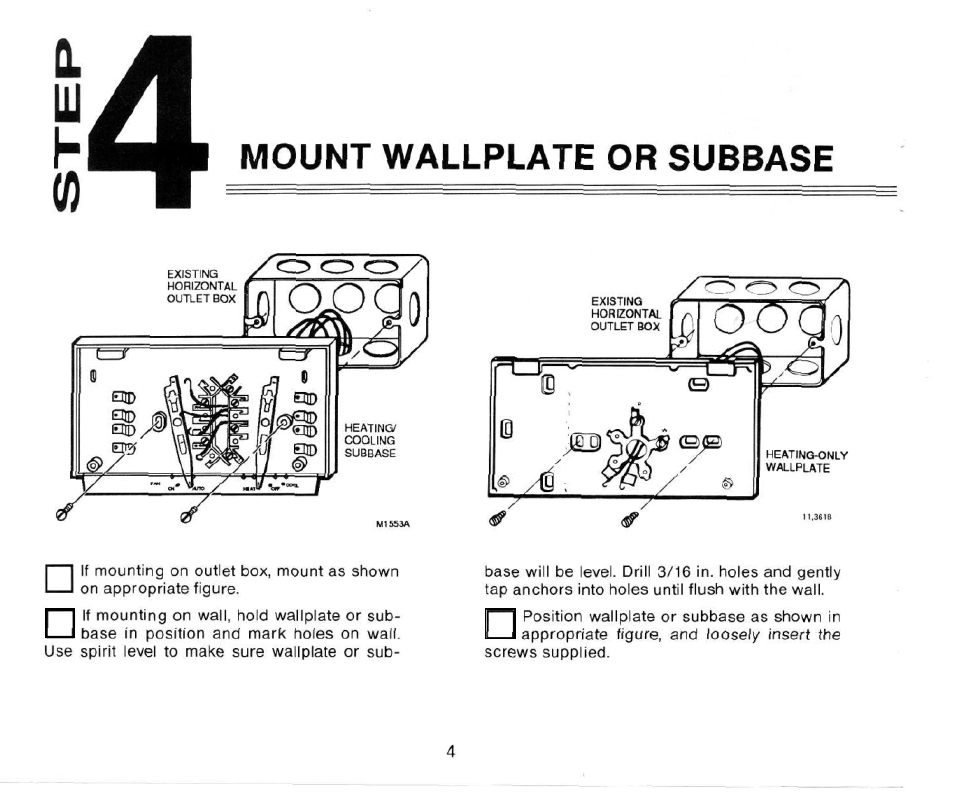 Mount wallplate or subbase | Honeywell CT1503 User Manual | Page 6 / 20