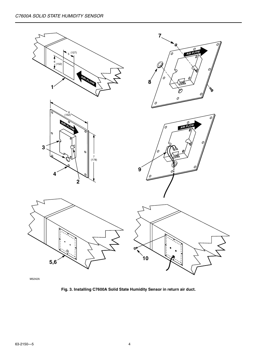 Honeywell SOLID STATE HUMIDITY C7600A User Manual | Page 4 / 6