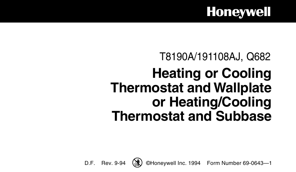 Honeywell 191108AJ User Manual | 28 pages