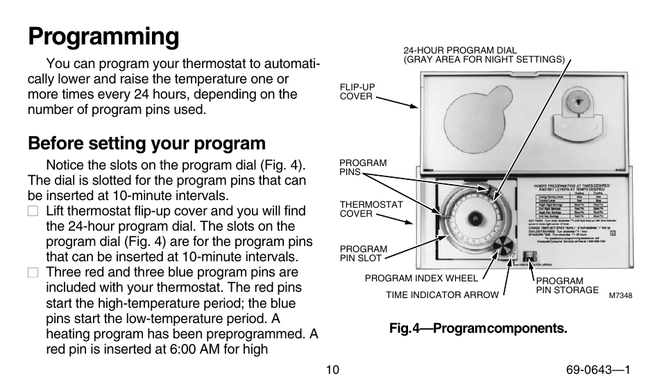 Programming, Before setting your program | Honeywell 191108AJ User Manual | Page 10 / 28