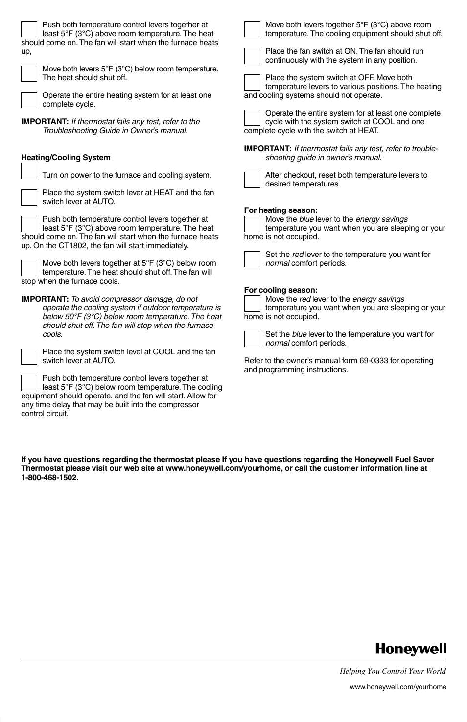 Honeywell CT1800 User Manual | Page 8 / 8