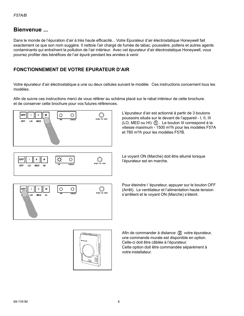 Bienvenue | Honeywell F57A/B User Manual | Page 8 / 26