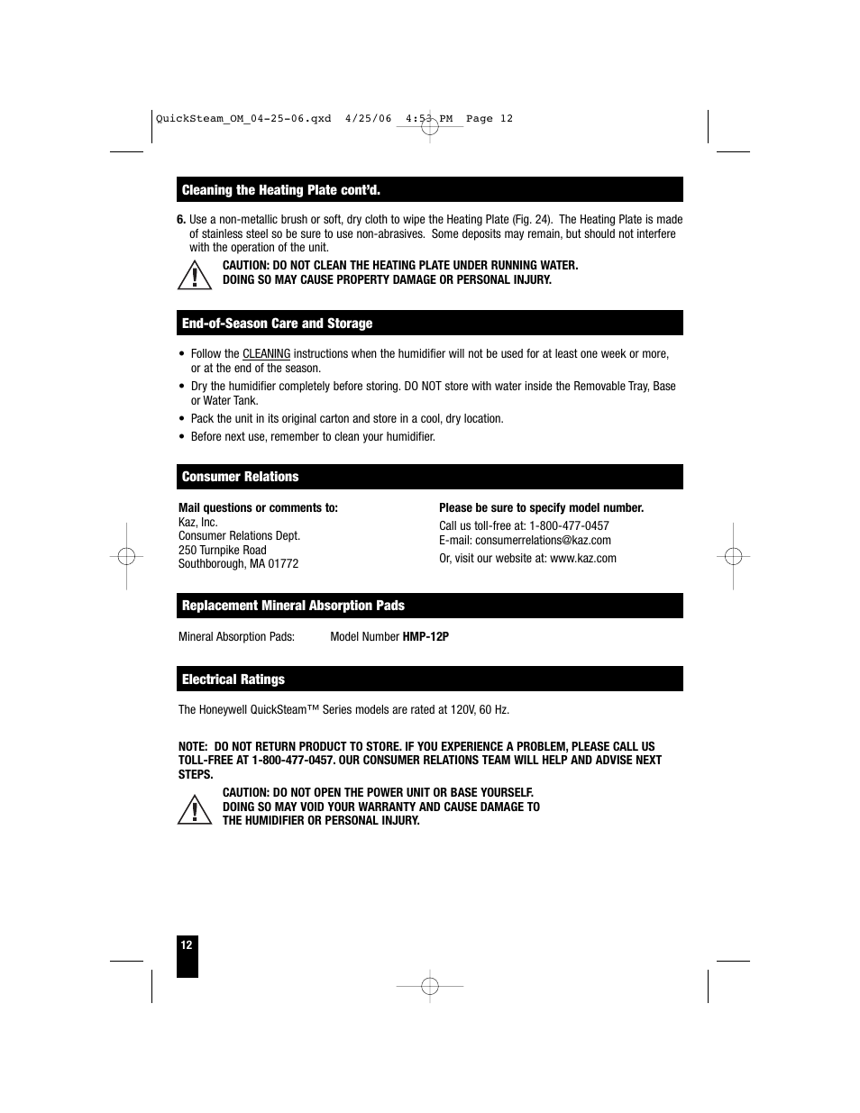 Honeywell HWM-330 User Manual | Page 12 / 44