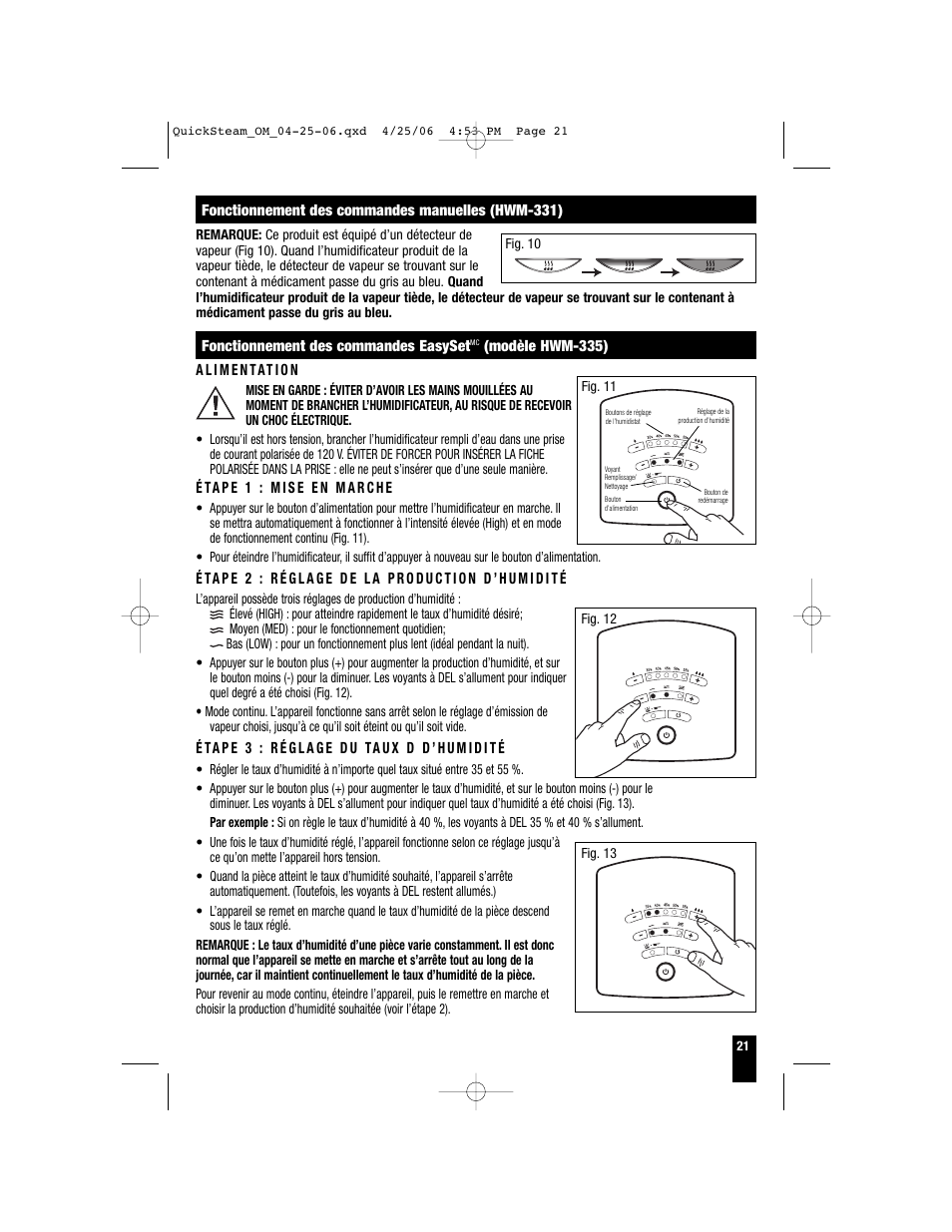 Honeywell HWM-330 User Manual | Page 21 / 44