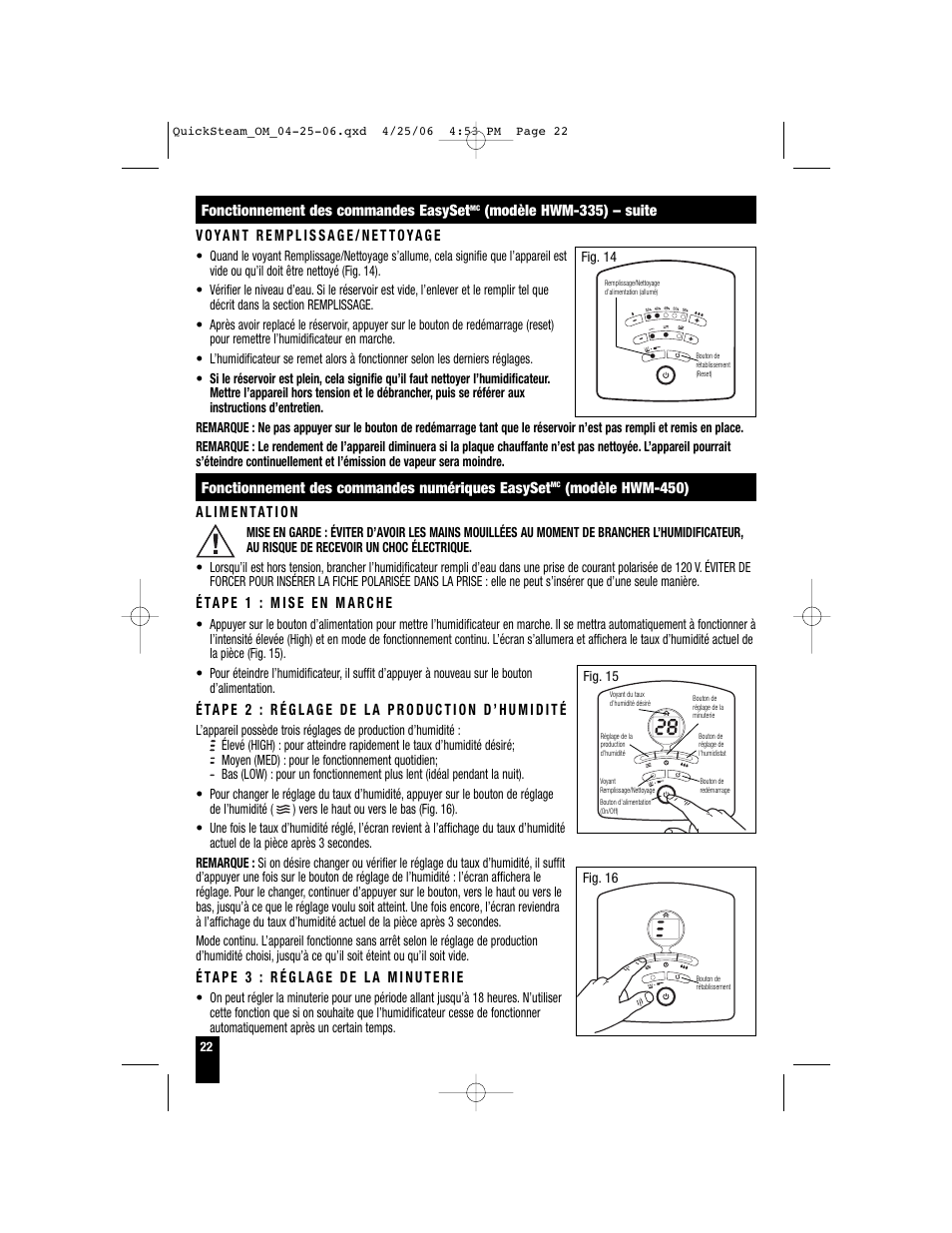 Honeywell HWM-330 User Manual | Page 22 / 44