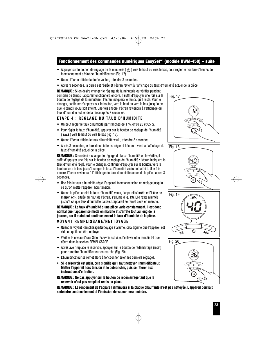 Honeywell HWM-330 User Manual | Page 23 / 44