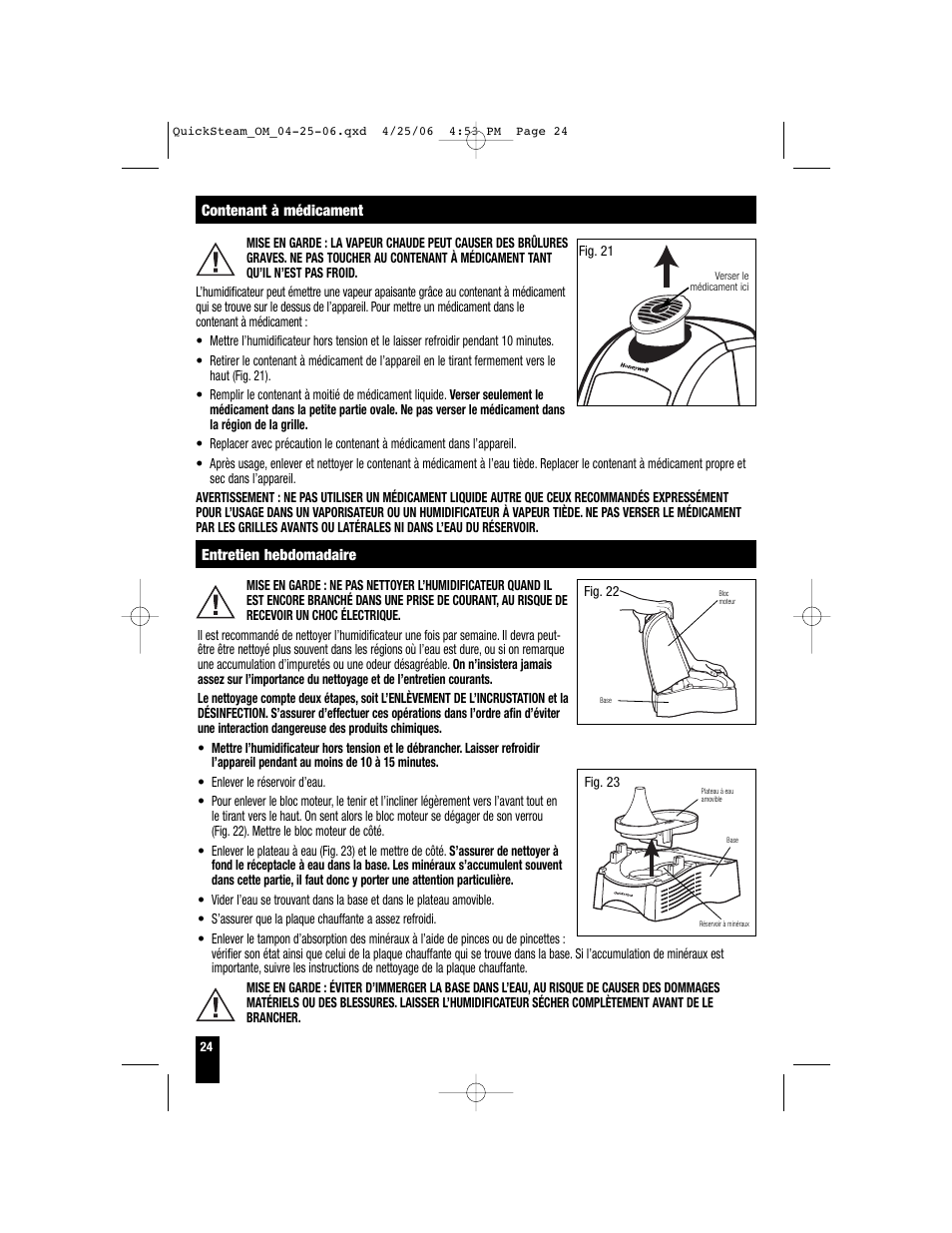 Honeywell HWM-330 User Manual | Page 24 / 44