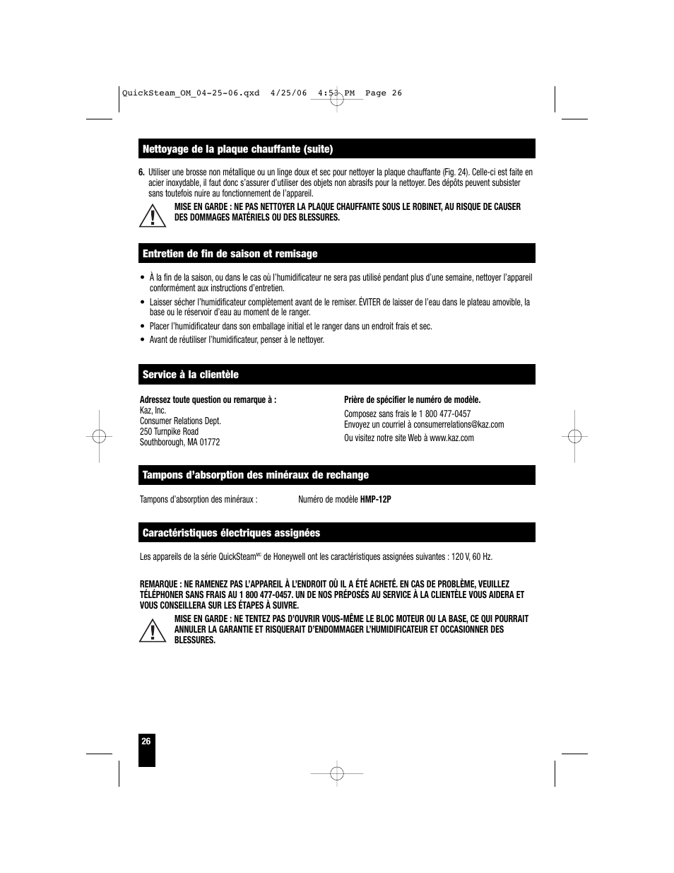 Honeywell HWM-330 User Manual | Page 26 / 44
