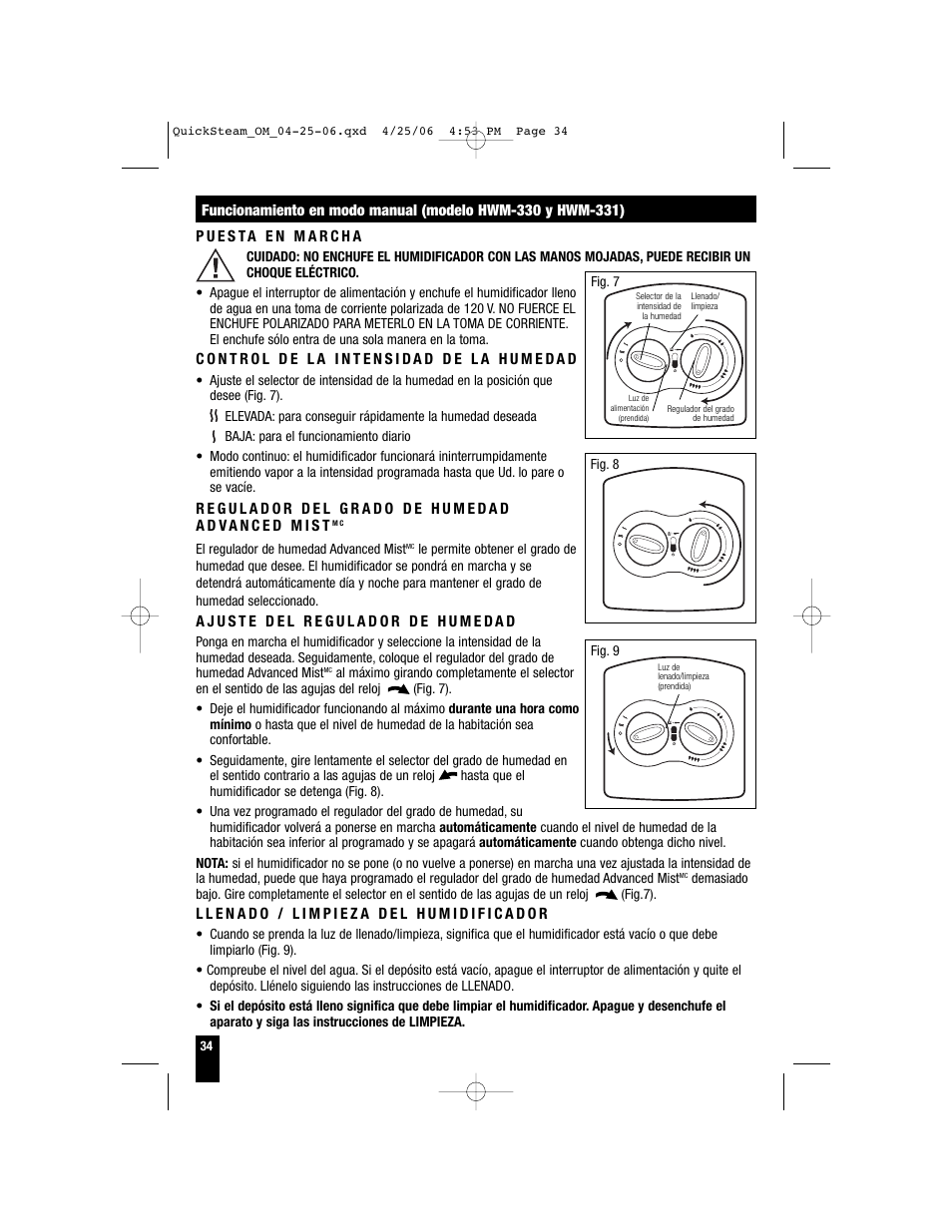 Honeywell HWM-330 User Manual | Page 34 / 44