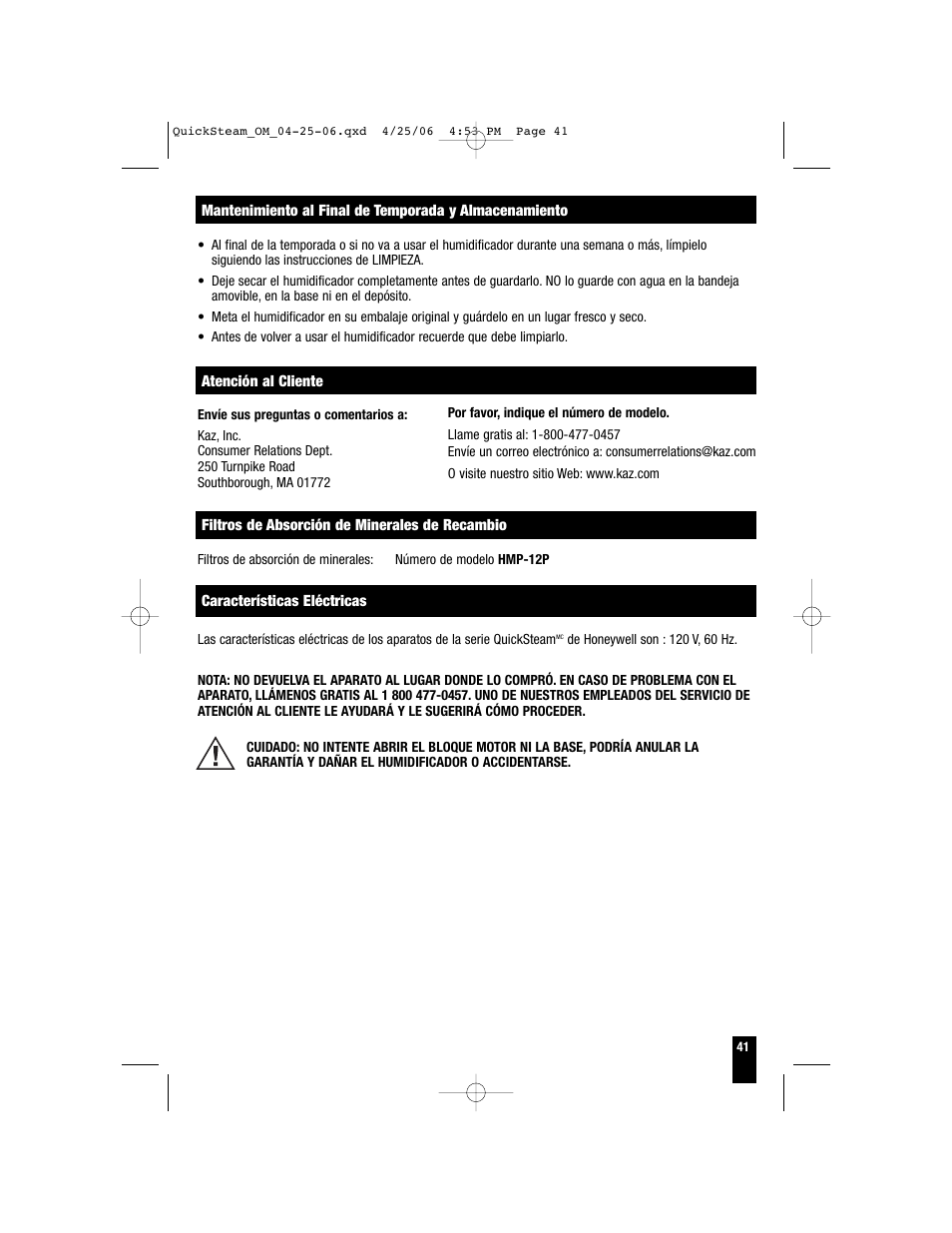 Honeywell HWM-330 User Manual | Page 41 / 44