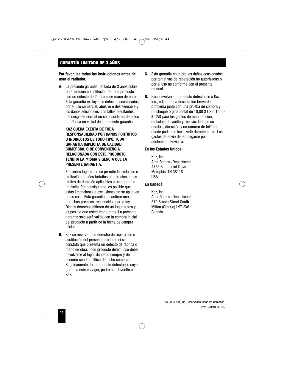Honeywell HWM-330 User Manual | Page 44 / 44