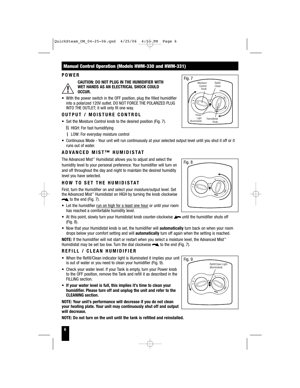 Honeywell HWM-330 User Manual | Page 6 / 44