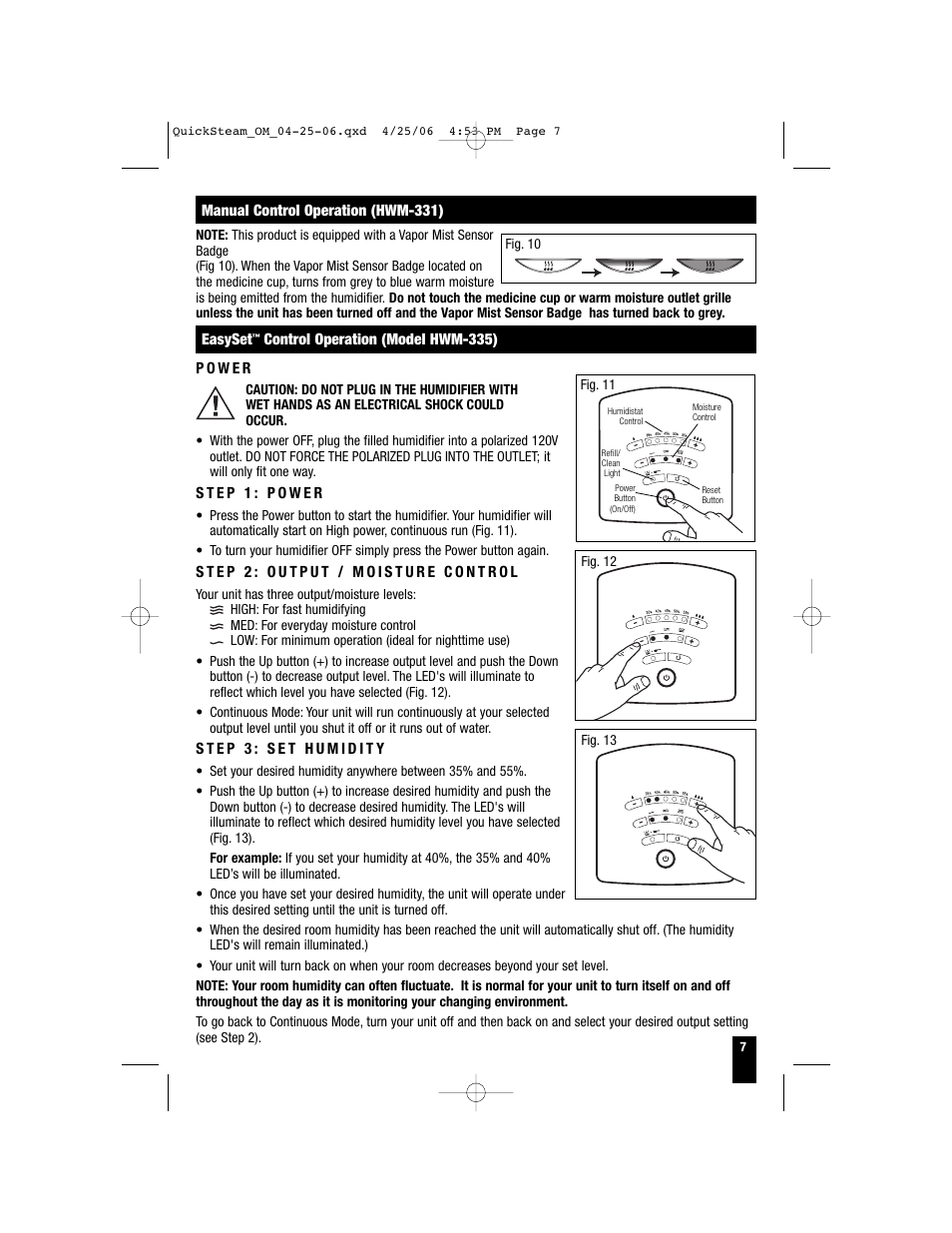 Honeywell HWM-330 User Manual | Page 7 / 44