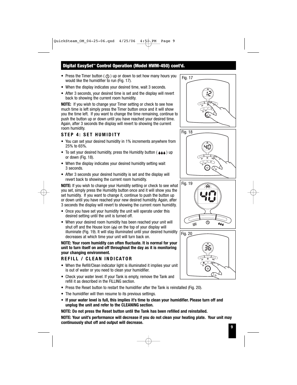 Honeywell HWM-330 User Manual | Page 9 / 44