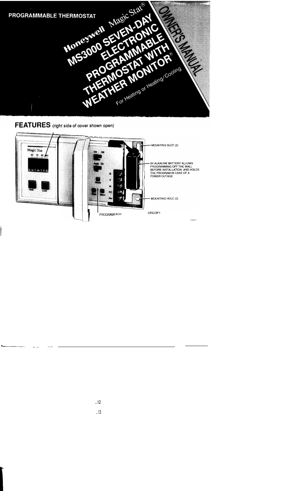 Honeywell MAGIC STAT MS3000 User Manual | 15 pages