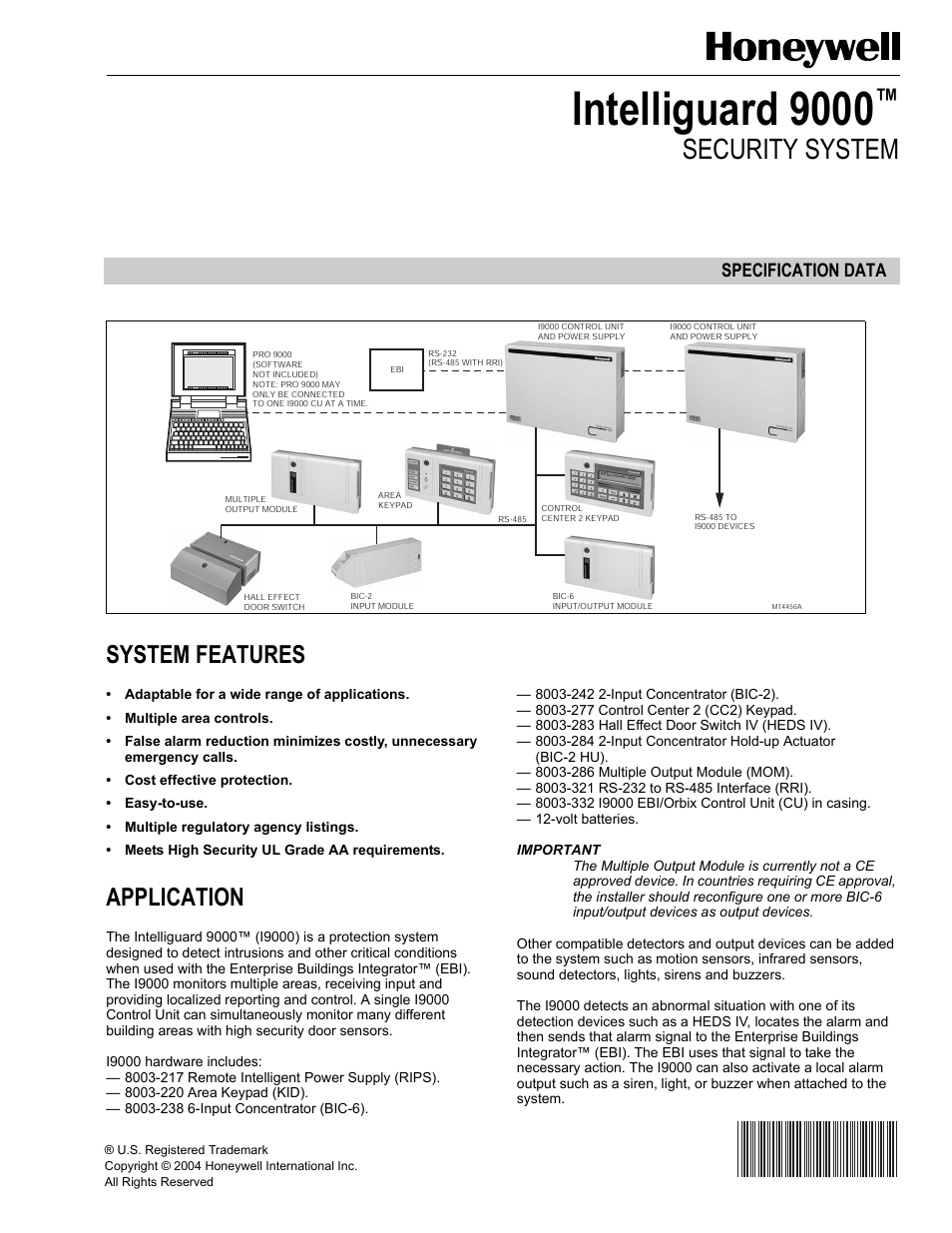 Honeywell INTELLIGUARD 9000 User Manual | 8 pages