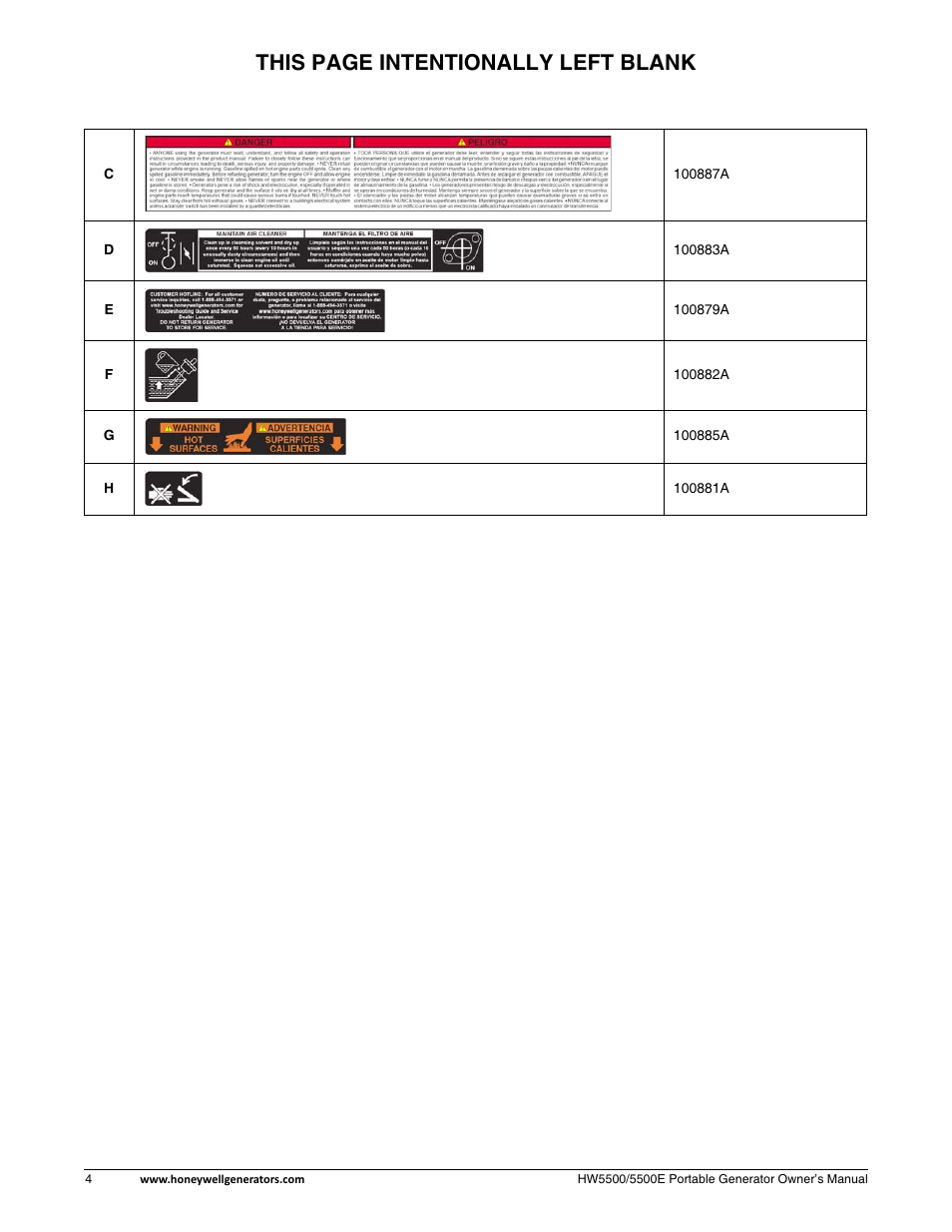 This page intentionally left blank | Honeywell HW5500E User Manual | Page 10 / 93