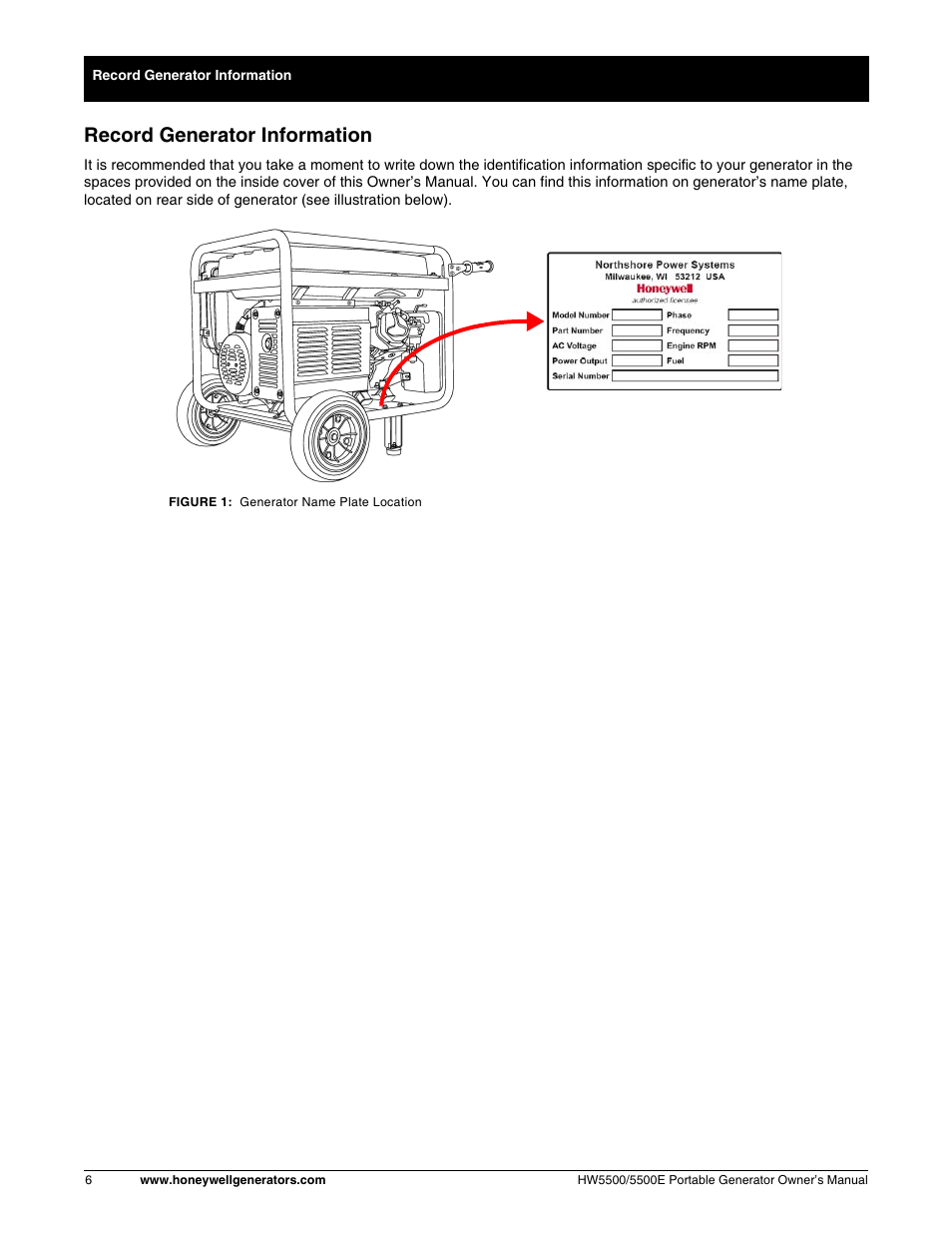 Record generator information | Honeywell HW5500E User Manual | Page 12 / 93