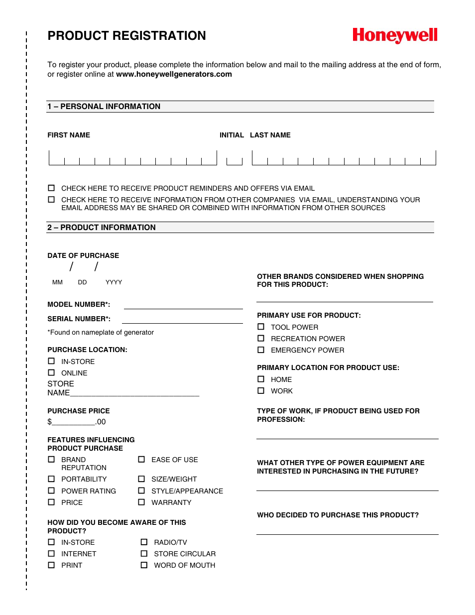 Product registration | Honeywell HW5500E User Manual | Page 3 / 93