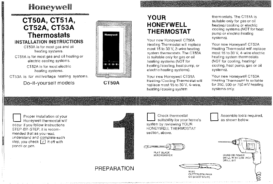 Honeywell CT52A User Manual | 6 pages