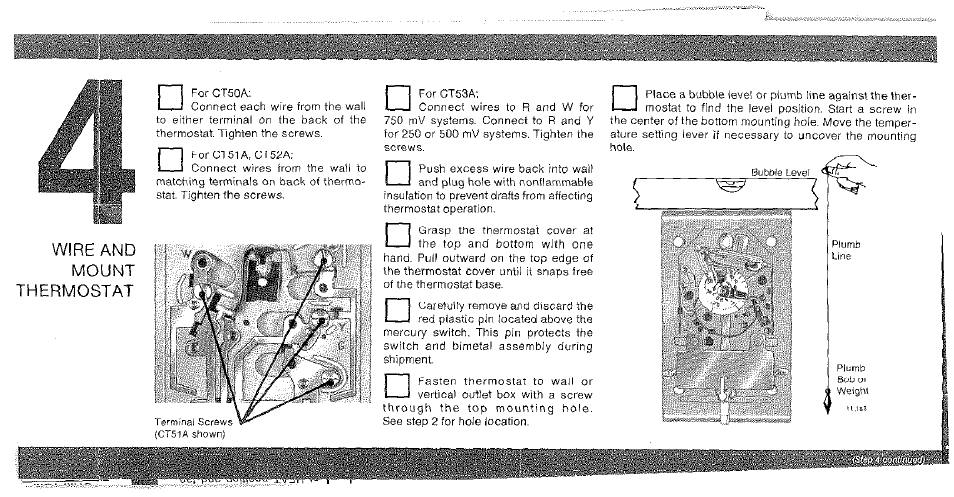 Wire and mount thermostat | Honeywell CT52A User Manual | Page 4 / 6