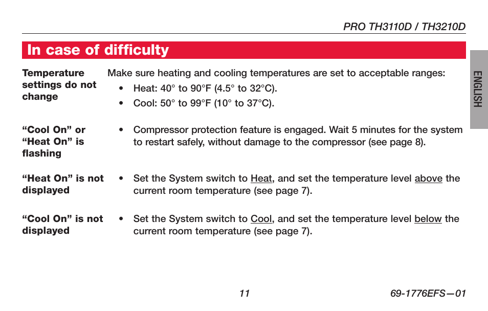 Honeywell PRO TH3000 Series User Manual | Page 13 / 56