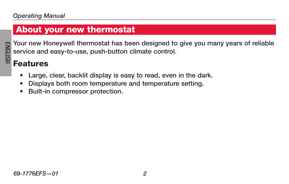 About your new thermostat | Honeywell PRO TH3000 Series User Manual | Page 4 / 56