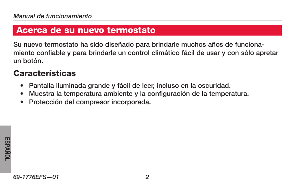 Acerca de su nuevo termostato | Honeywell PRO TH3000 Series User Manual | Page 40 / 56