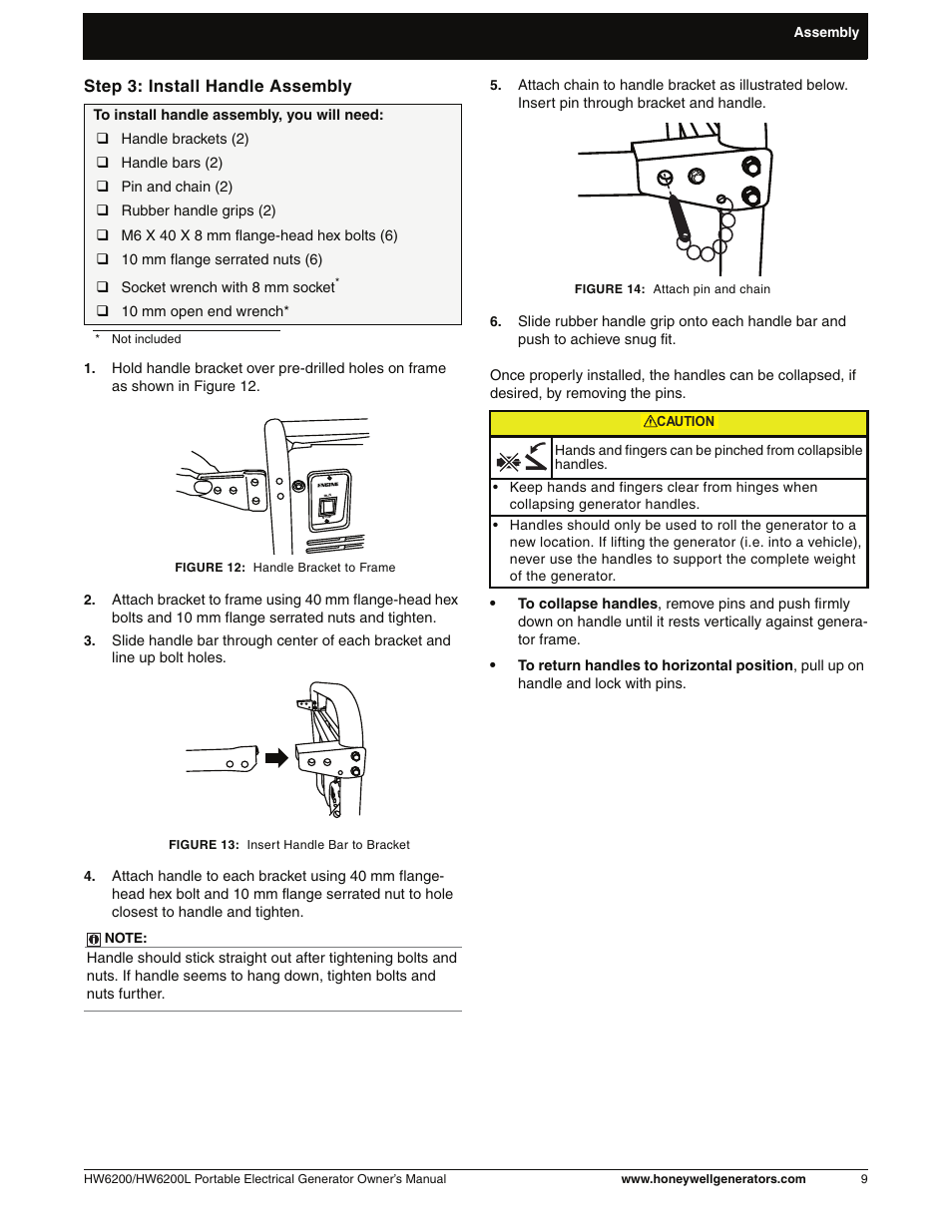 Step 3: install handle assembly | Honeywell HW6200L User Manual | Page 15 / 86