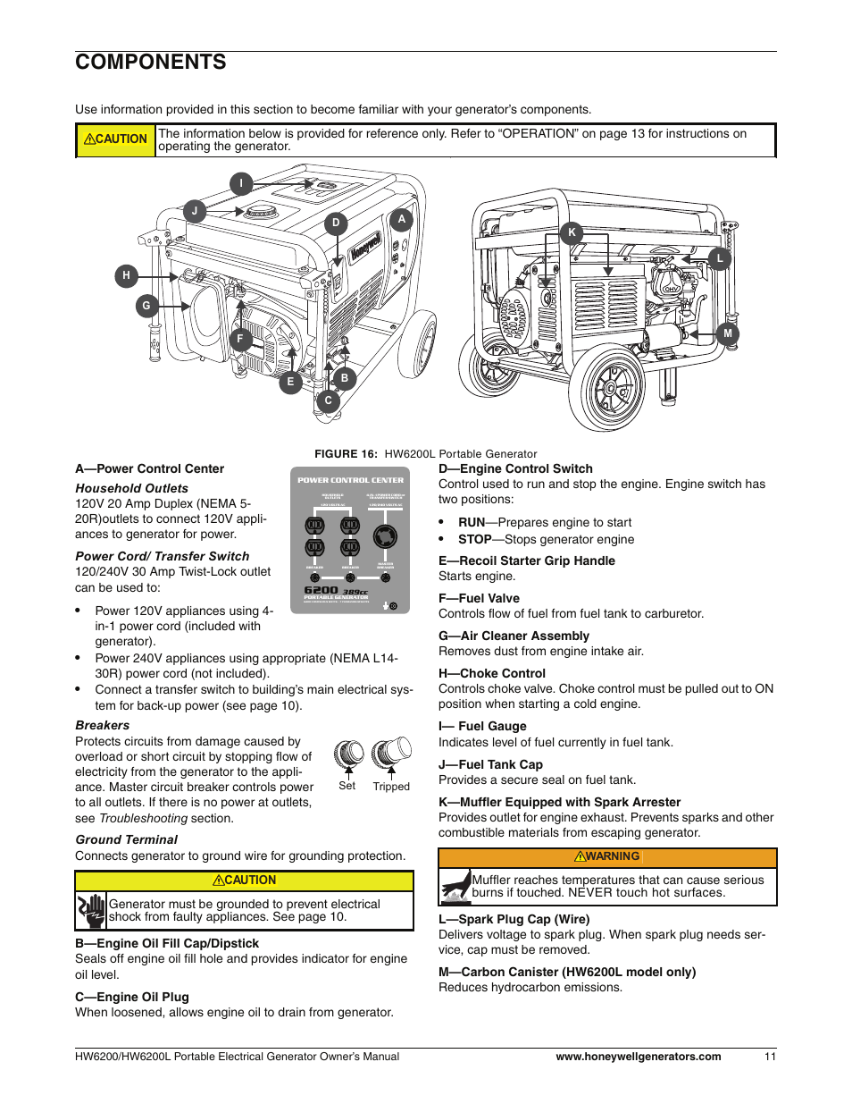 Components | Honeywell HW6200L User Manual | Page 17 / 86