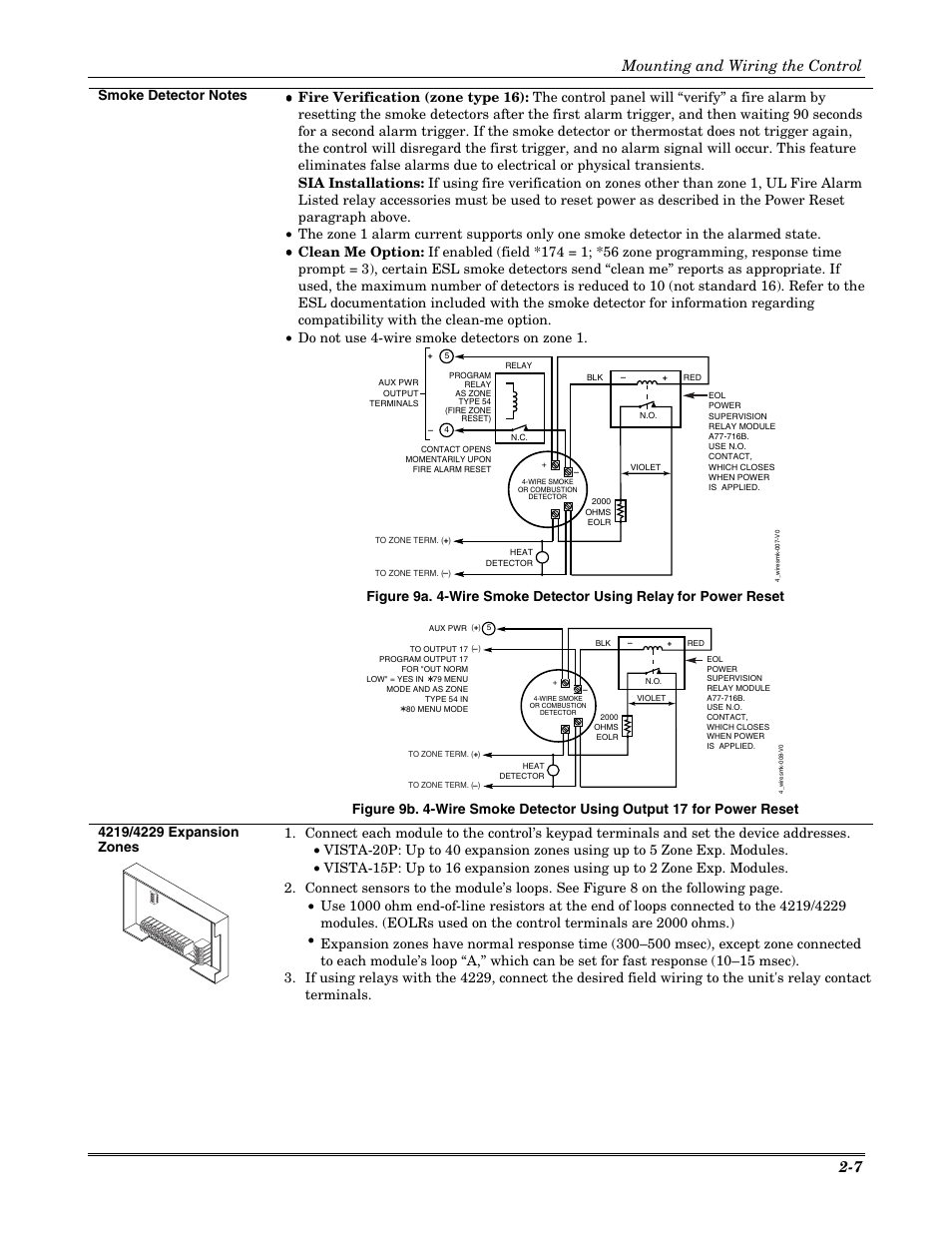 Mounting and wiring the control 2-7 | Honeywell VISTA-20P User Manual | Page 13 / 80