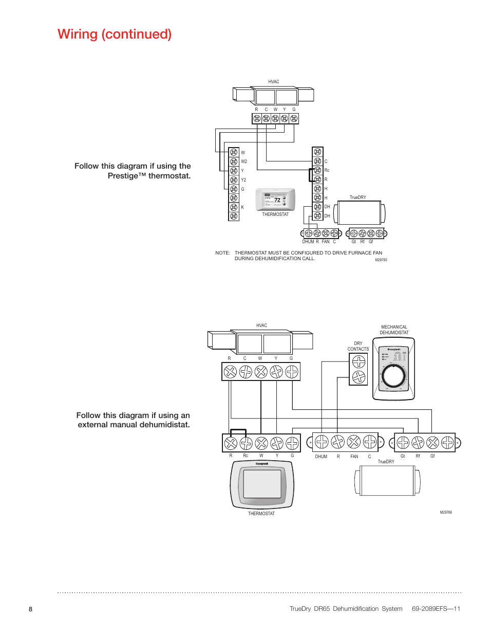 Wiring (continued) | Honeywell DR65 User Manual | Page 10 / 52