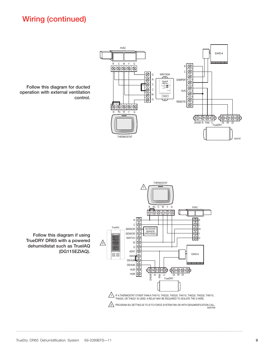 Wiring (continued) | Honeywell DR65 User Manual | Page 11 / 52