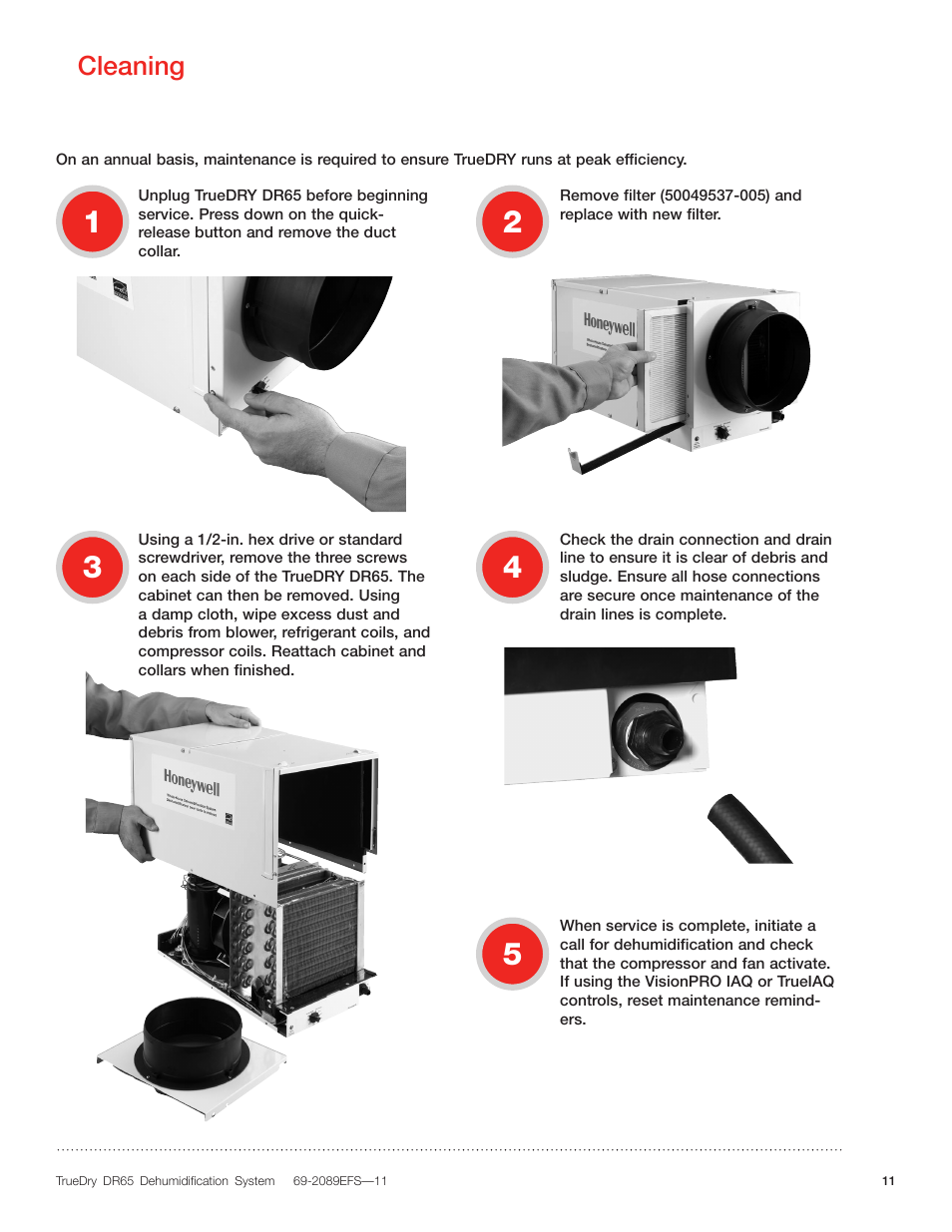 Cleaning | Honeywell DR65 User Manual | Page 13 / 52