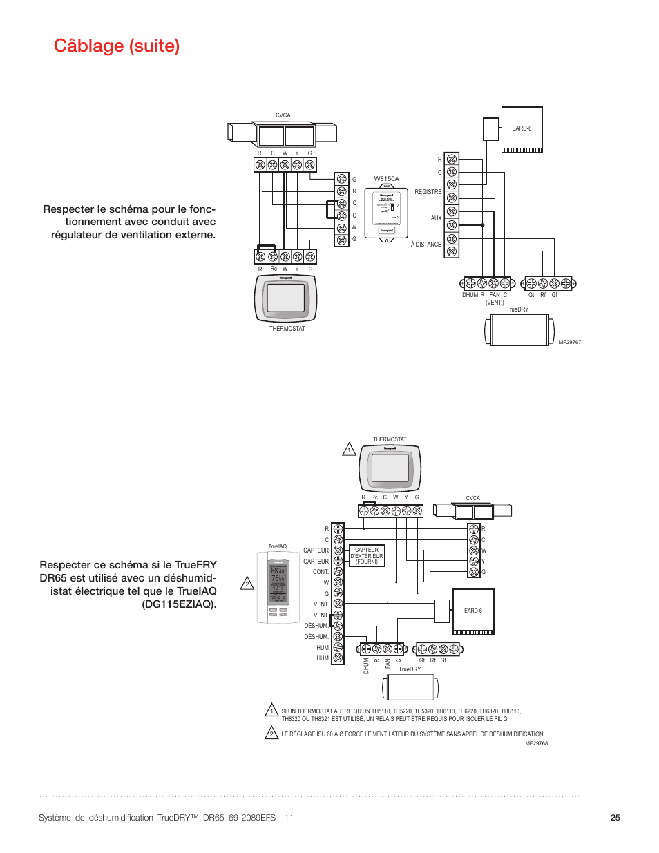 Câblage (suite) | Honeywell DR65 User Manual | Page 27 / 52
