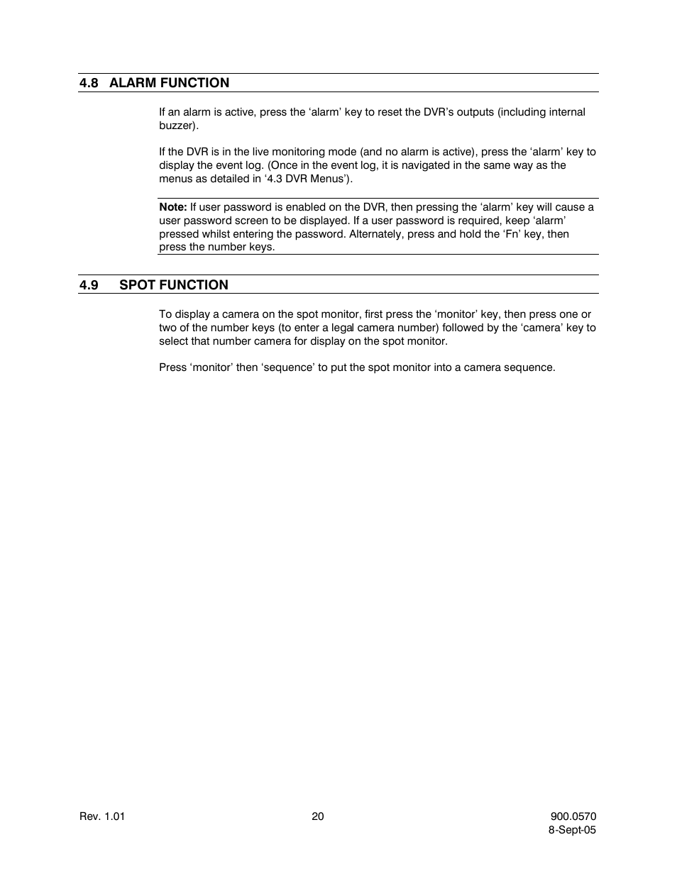 8alarm function, 9spot function, Alarm function | Spot function | Honeywell HJZTP User Manual | Page 30 / 64